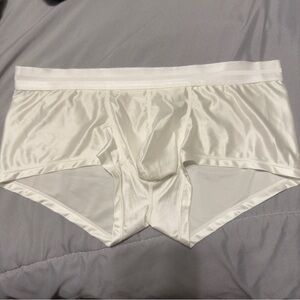Men's White Satin Short Boxer Briefs